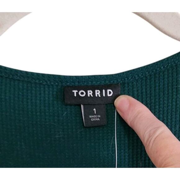 New Torrid Womens Sz 1X Green Long Sleeves Tiered Dress - Picture 2 of 7